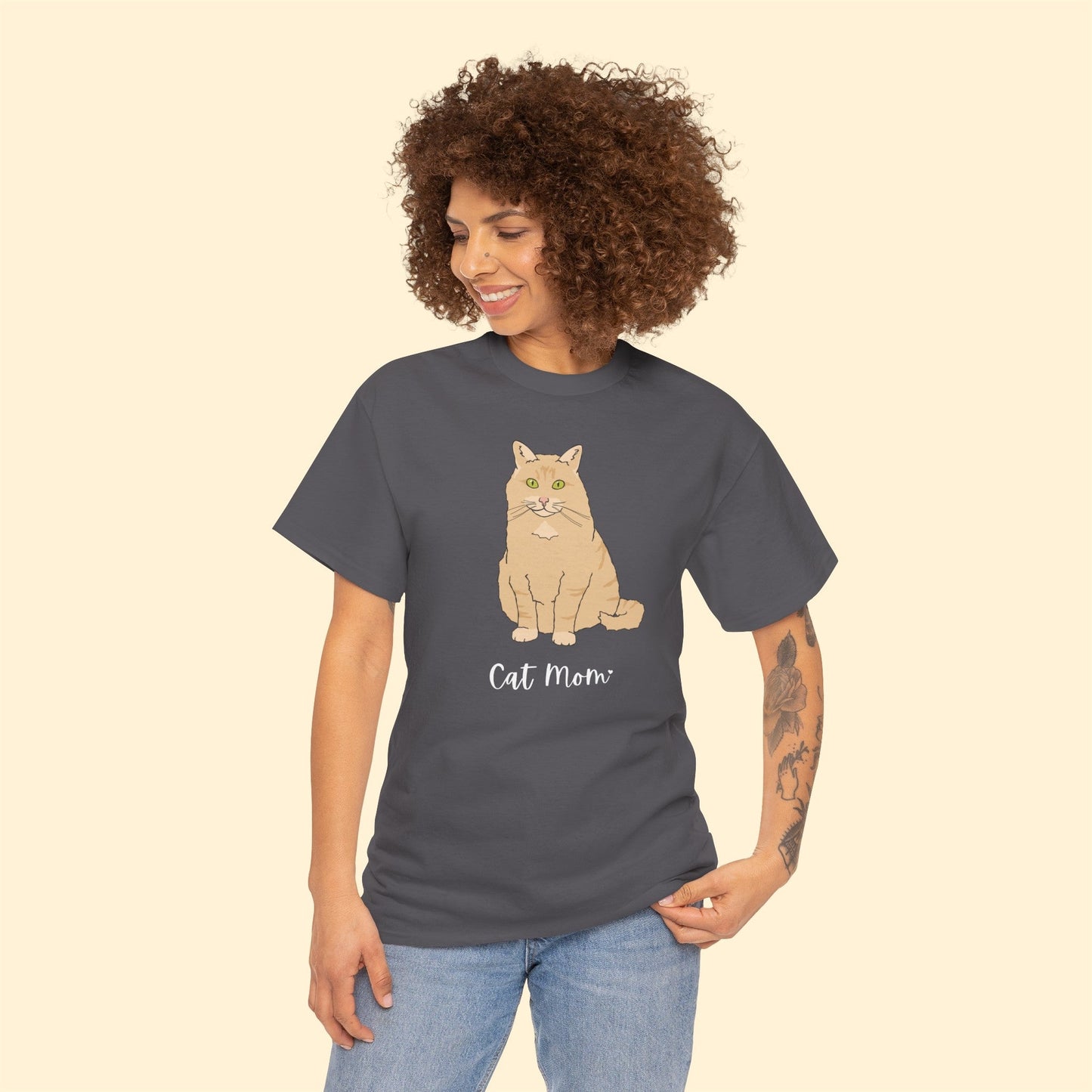 Cat Mom | Fluffy Orange Cat | Unisex T-shirt - Detezi Designs-42044732474036012014