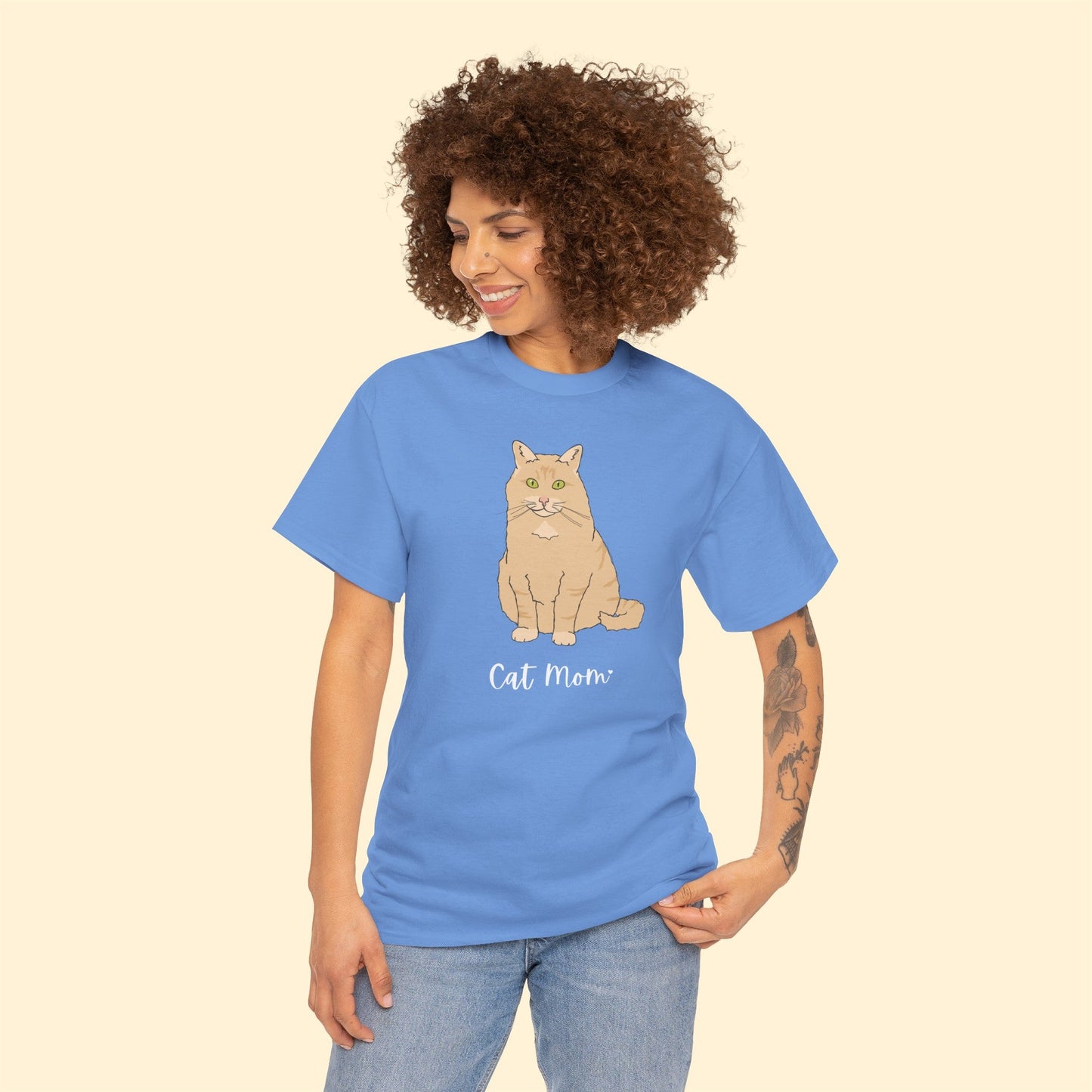 Cat Mom | Fluffy Orange Cat | Unisex T-shirt - Detezi Designs-42044732474036012014