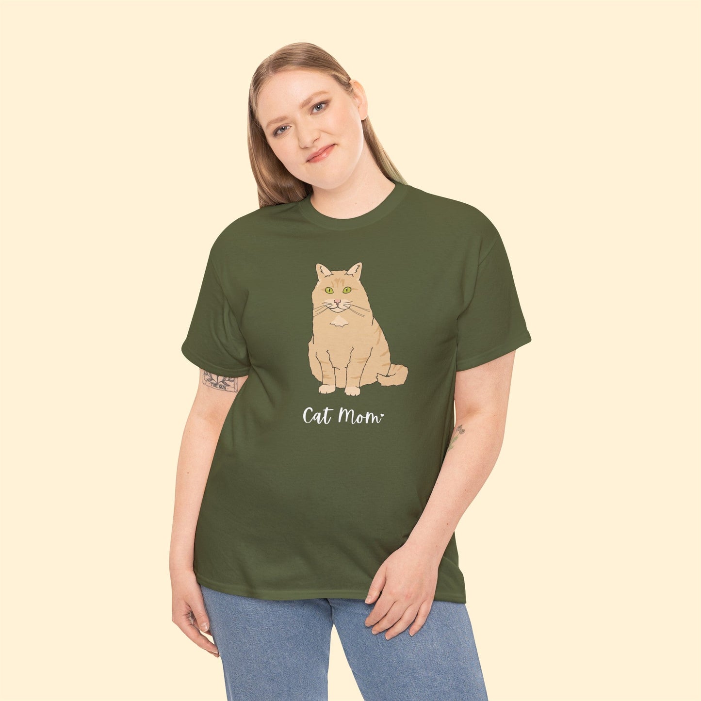 Cat Mom | Fluffy Orange Cat | Unisex T-shirt - Detezi Designs-42044732474036012014