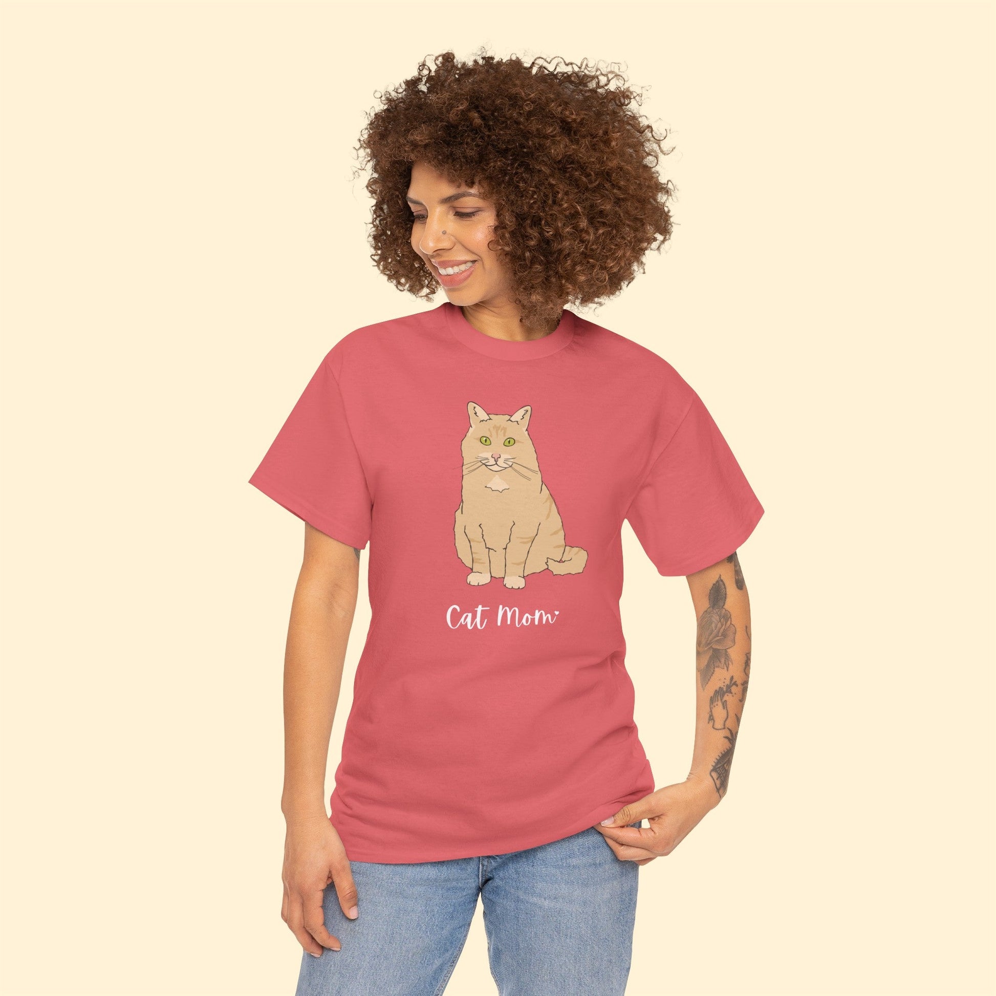 Cat Mom | Fluffy Orange Cat | Unisex T-shirt - Detezi Designs-90155339575670449918