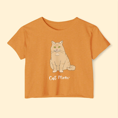 Cat Mom | Fluffy Orange Cat | Women's Festival Crop Top - Detezi Designs-13083607276453828494