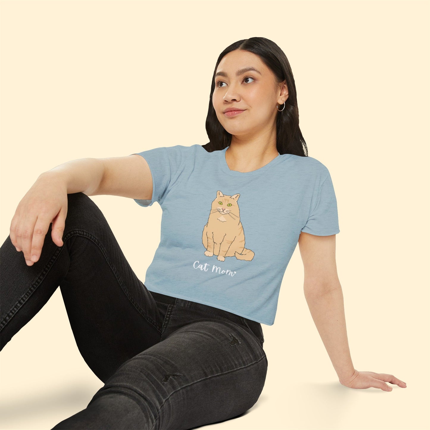 Cat Mom | Fluffy Orange Cat | Women's Festival Crop Top - Detezi Designs-15317712346246470771