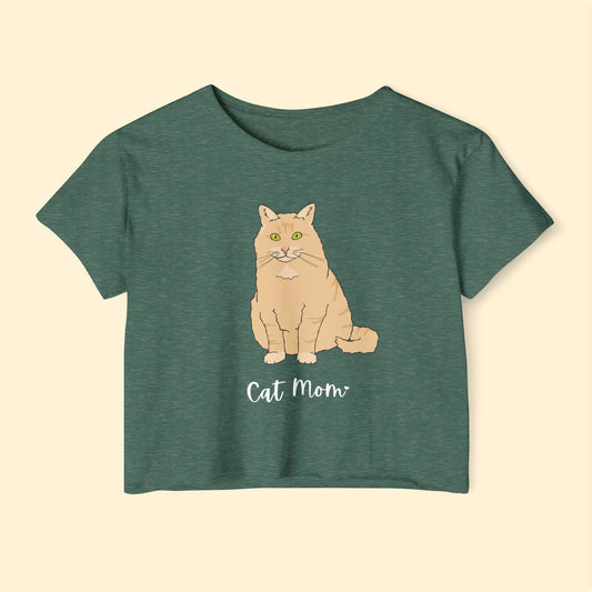 Cat Mom | Fluffy Orange Cat | Women's Festival Crop Top - Detezi Designs-15317712346246470771