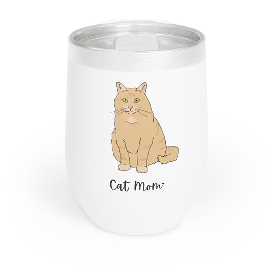 Cat Mom | Fluffy Orange DLH | Wine Tumbler - Detezi Designs-32641380117866777833