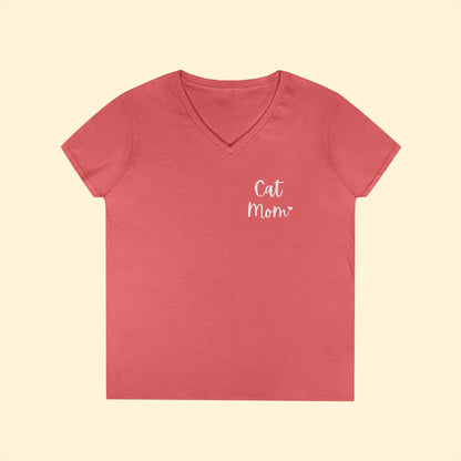 Cat Mom | Ladies' V - Neck T-Shirt - Detezi Designs - 12549569032063303547