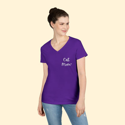 Cat Mom | Ladies' V - Neck T-Shirt - Detezi Designs - 13486624610279731635