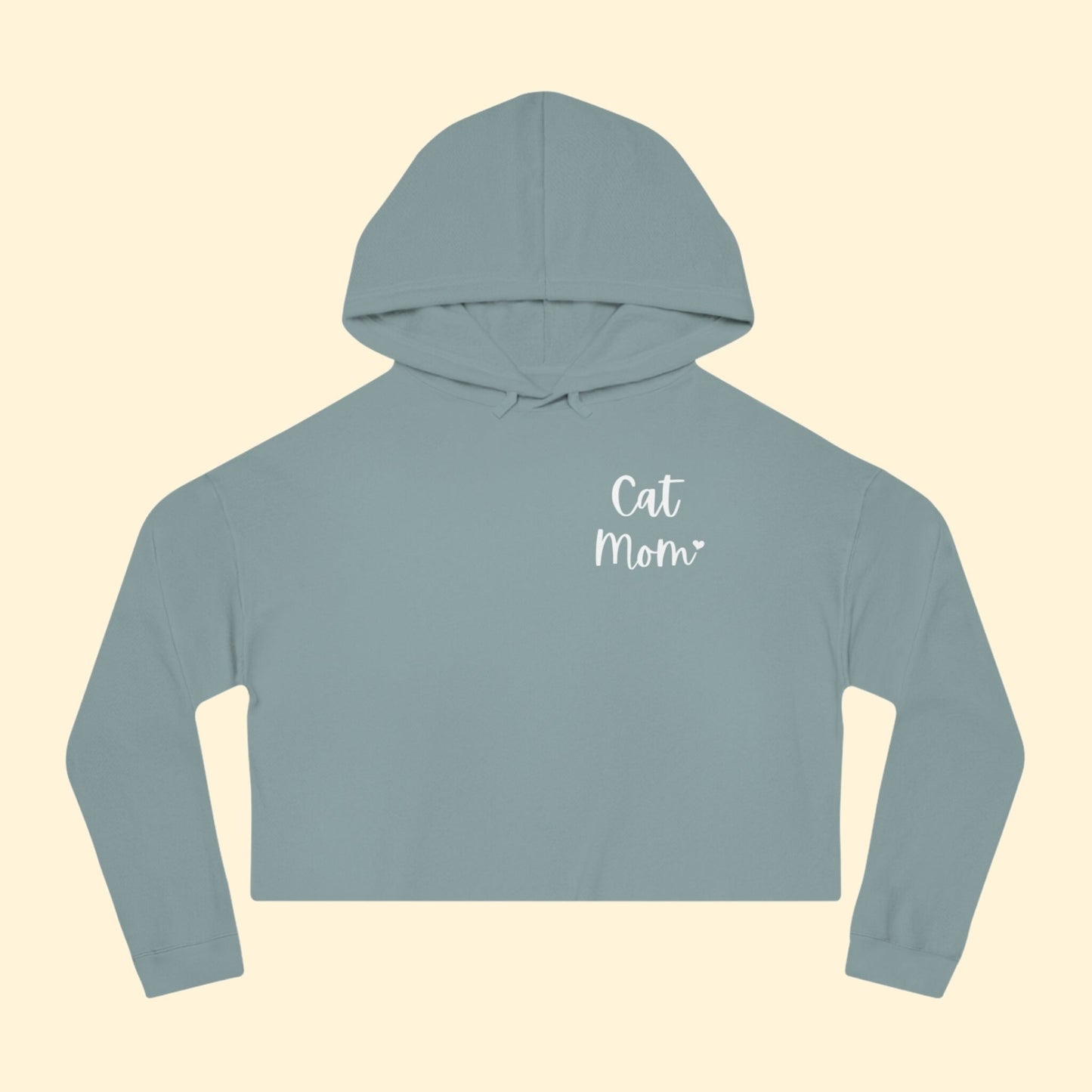 Cat Mom | Pocket Print | Cropped Hooded Sweatshirt - Detezi Designs - 22326105743685003160