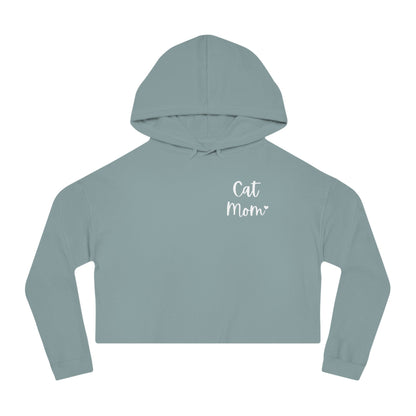 Cat Mom | Pocket Print | Cropped Hooded Sweatshirt - Detezi Designs - 27965389555572290153