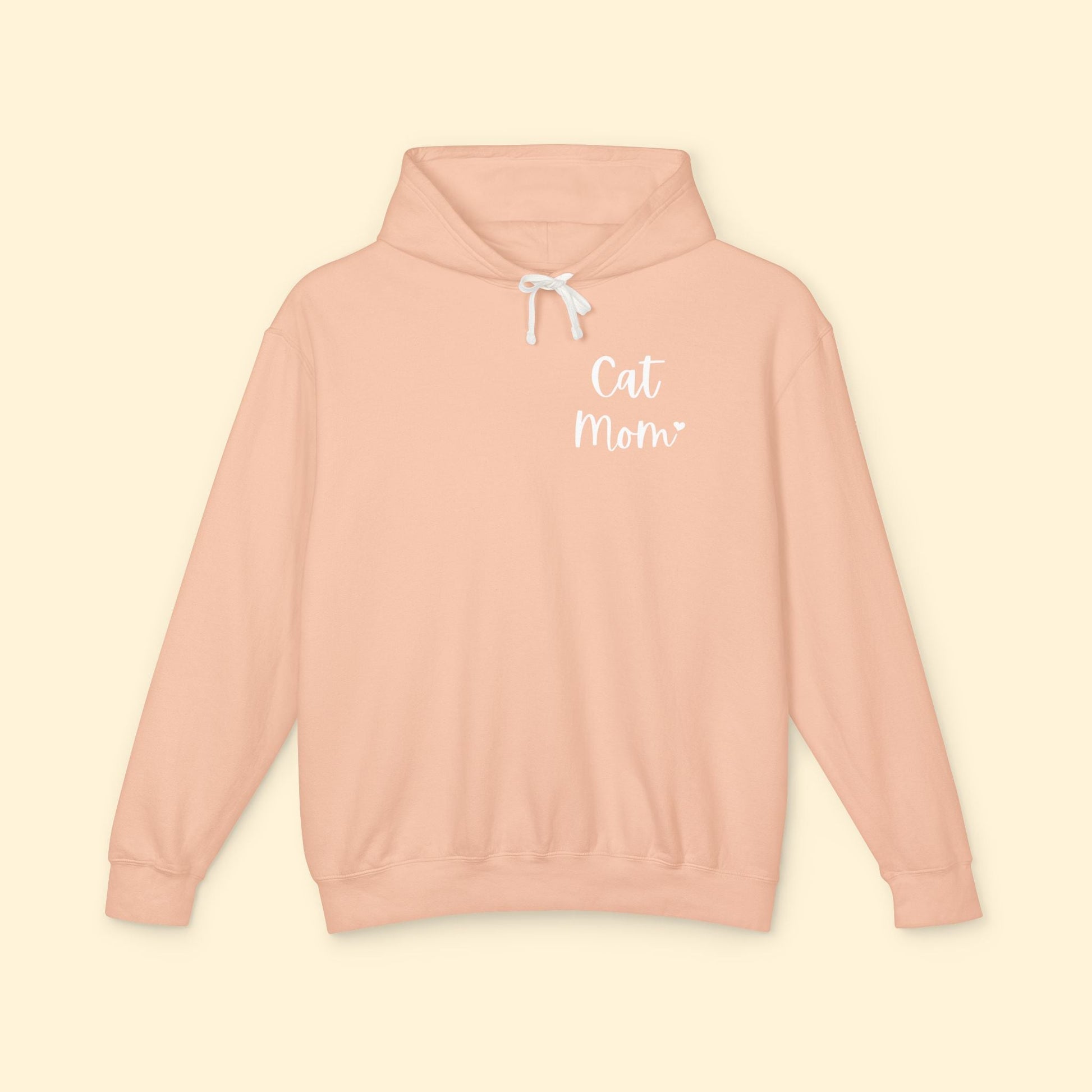 Cat Mom | Pocket Print | Lightweight Comfort Colors Hooded Sweatshirt - Detezi Designs - 28473831437076898343