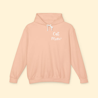 Cat Mom | Pocket Print | Lightweight Comfort Colors Hooded Sweatshirt - Detezi Designs - 28473831437076898343