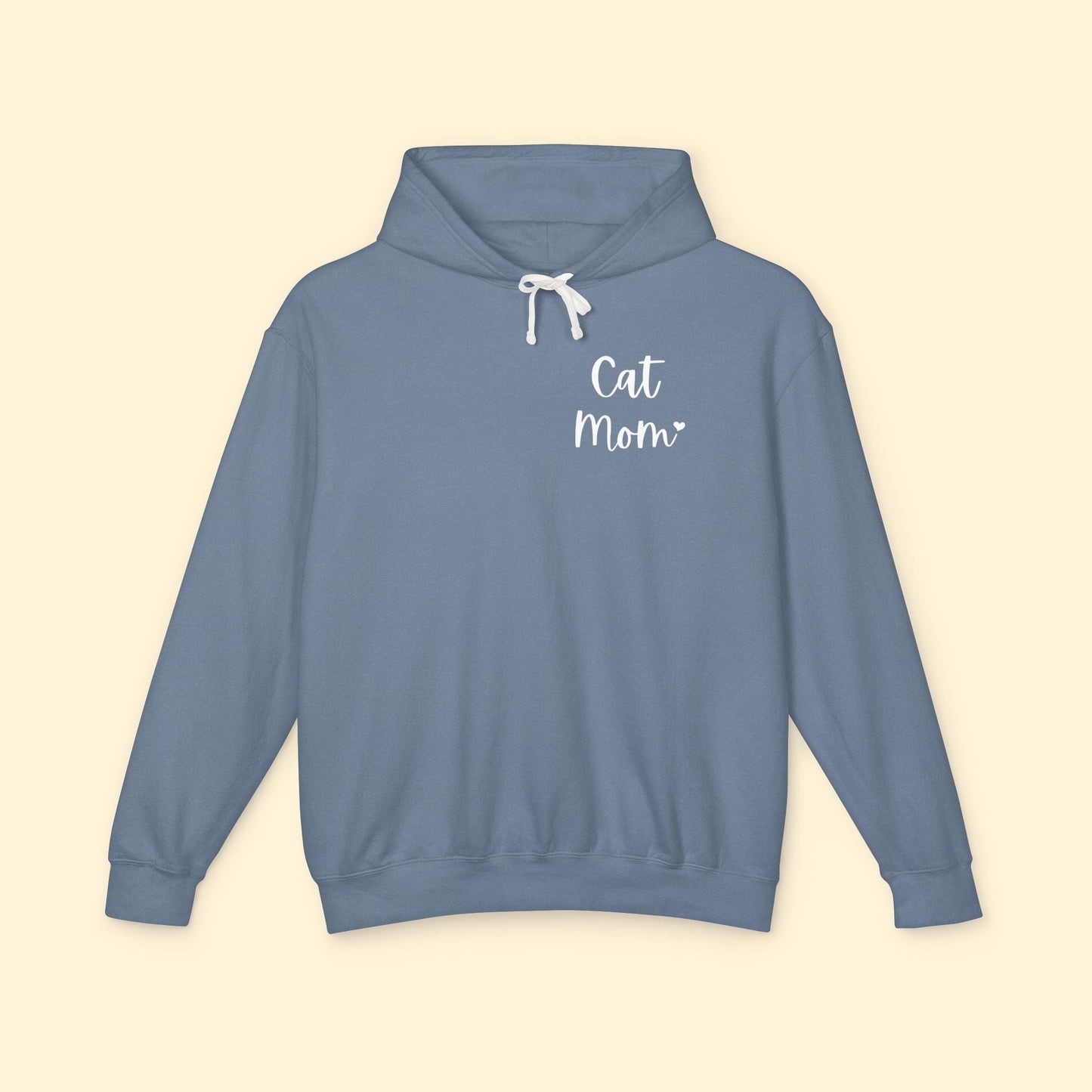 Cat Mom | Pocket Print | Lightweight Comfort Colors Hooded Sweatshirt - Detezi Designs - 50564937828333072488