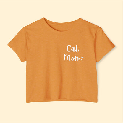 Cat Mom | Pocket Print | Women's Festival Crop Top - Detezi Designs-29466817842010496216