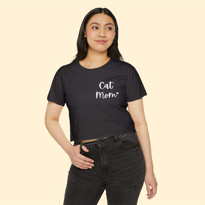 Cat Mom | Pocket Print | Women's Festival Crop Top - Detezi Designs-73719478149872723662