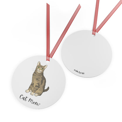 Cat Mom | Tabby Cat | Holiday Ornament - Detezi Designs - 25127506883047833394