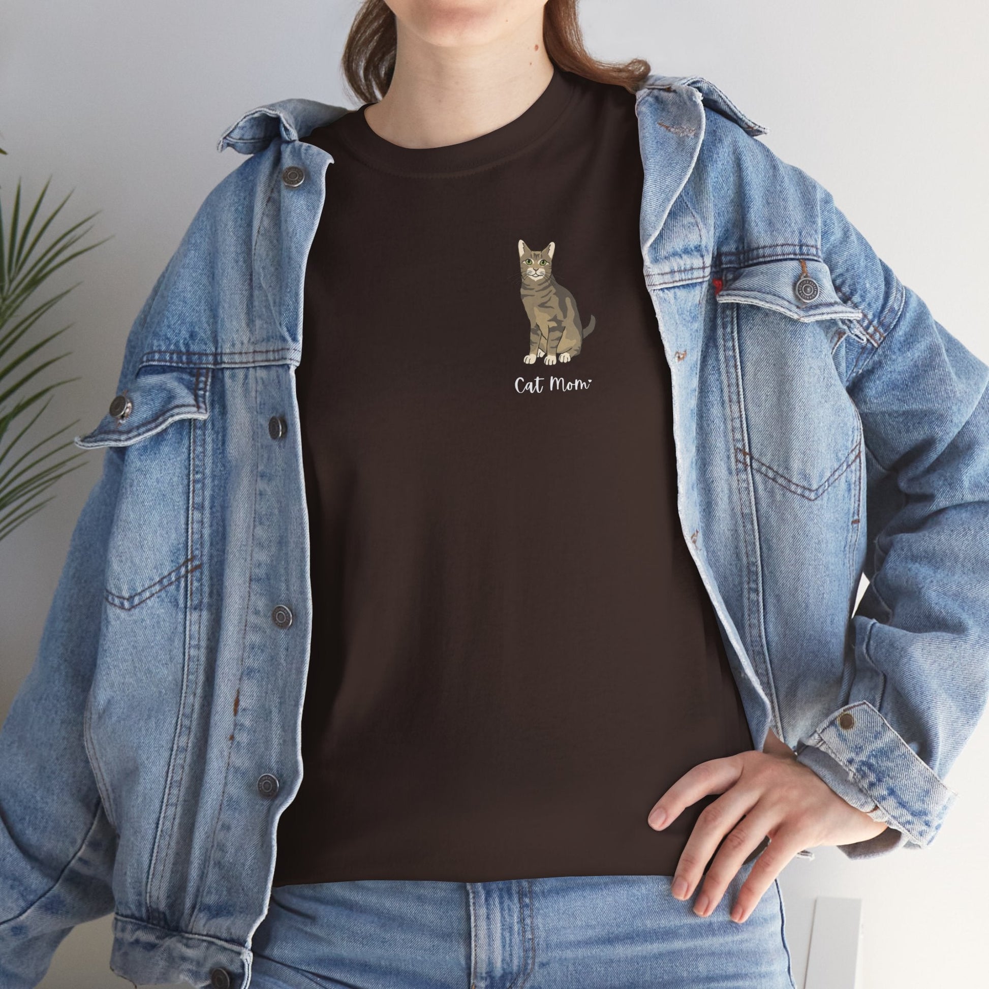 Cat Mom | Tabby Cat | Pocket Print | Unisex T-shirt - Detezi Designs-29066963568460662838