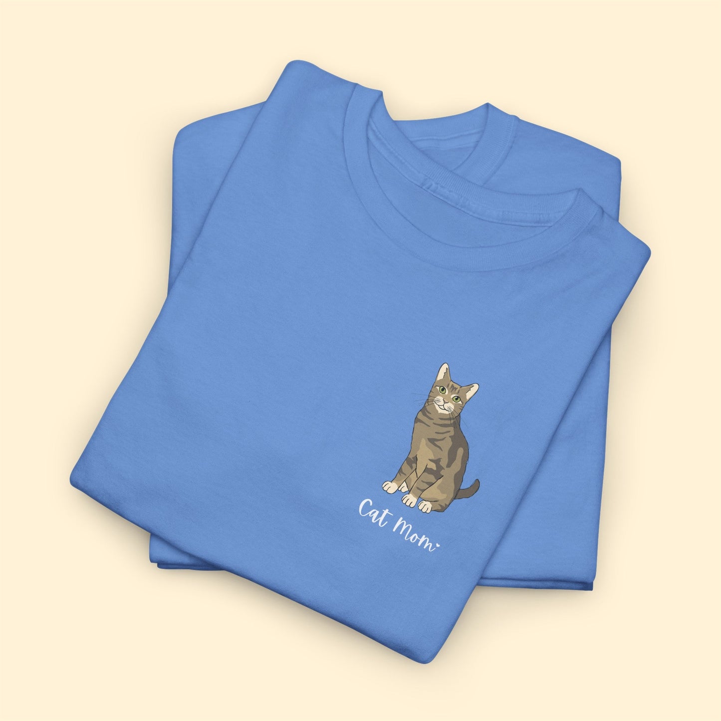 Cat Mom | Tabby Cat | Pocket Print | Unisex T-shirt - Detezi Designs-29066963568460662838