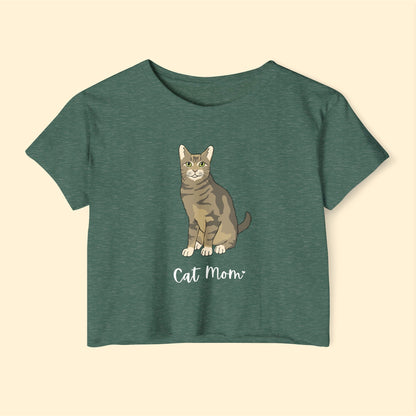 Cat Mom | Tabby Cat | Women's Festival Crop Top - Detezi Designs-15179242687948046060