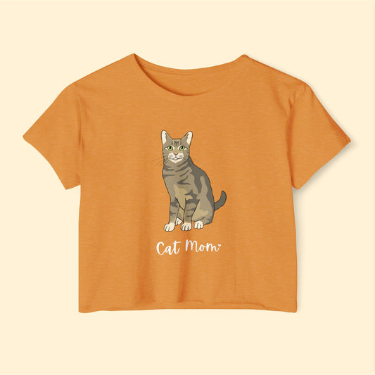 Cat Mom | Tabby Cat | Women's Festival Crop Top - Detezi Designs-18269691418901493659