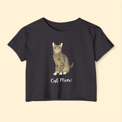 Cat Mom | Tabby Cat | Women's Festival Crop Top - Detezi Designs-72387362172808106965