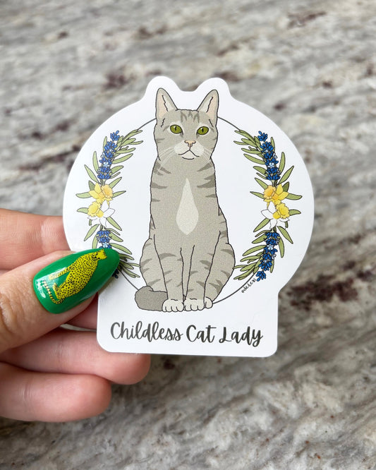 Childless Cat Lady | 3" Vinyl Sticker - Detezi Designs - 