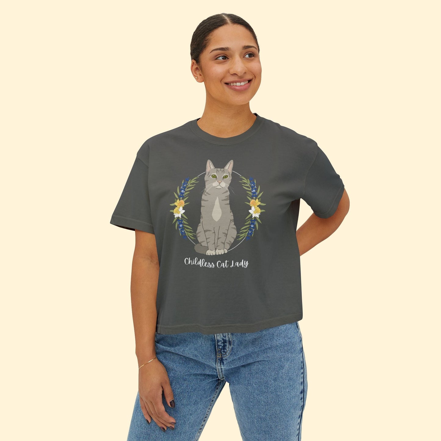 Childless Cat Lady | Comfort Colors Boxy Tee - Detezi Designs - 24195263863375679442