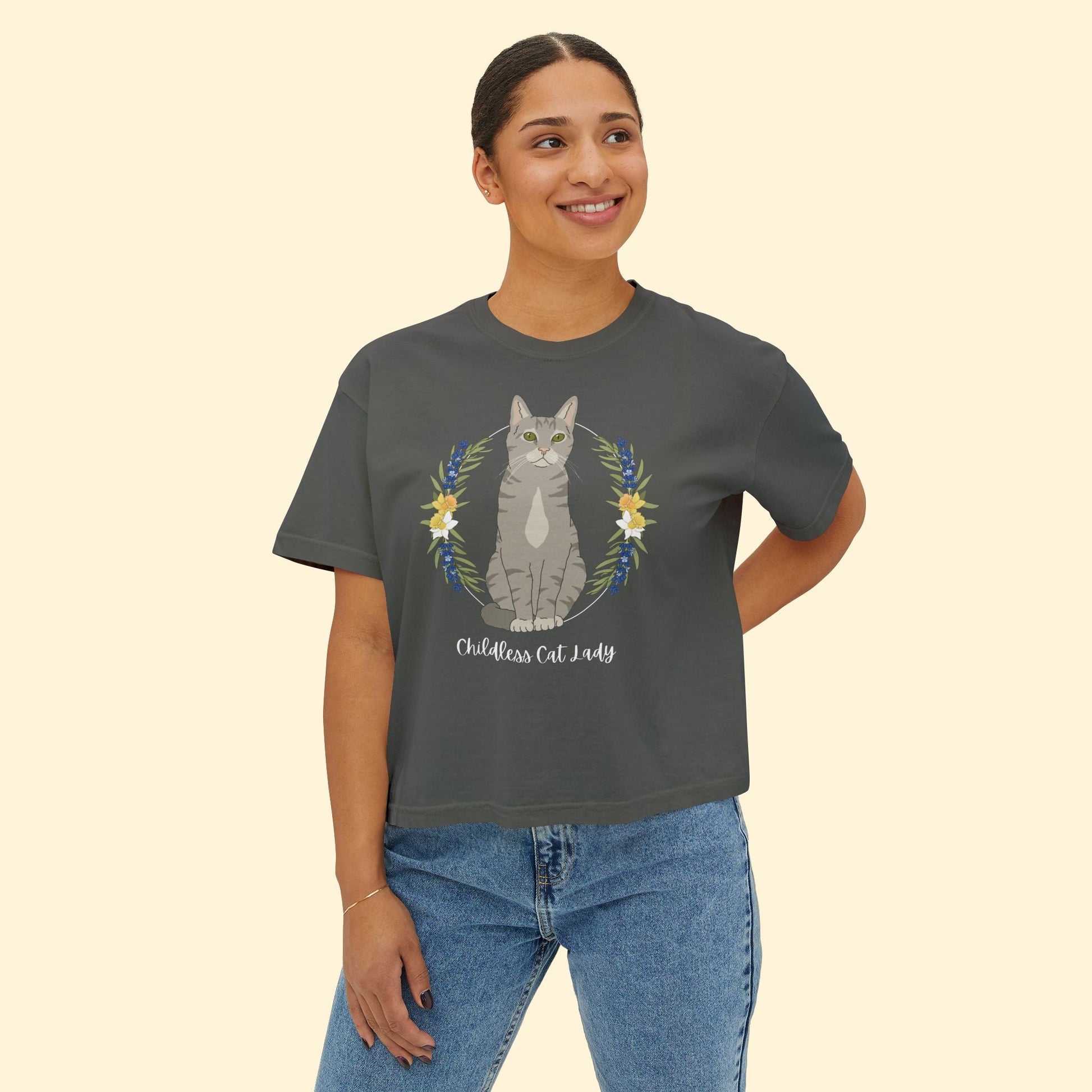 Childless Cat Lady | Comfort Colors Boxy Tee - Detezi Designs - 24195263863375679442