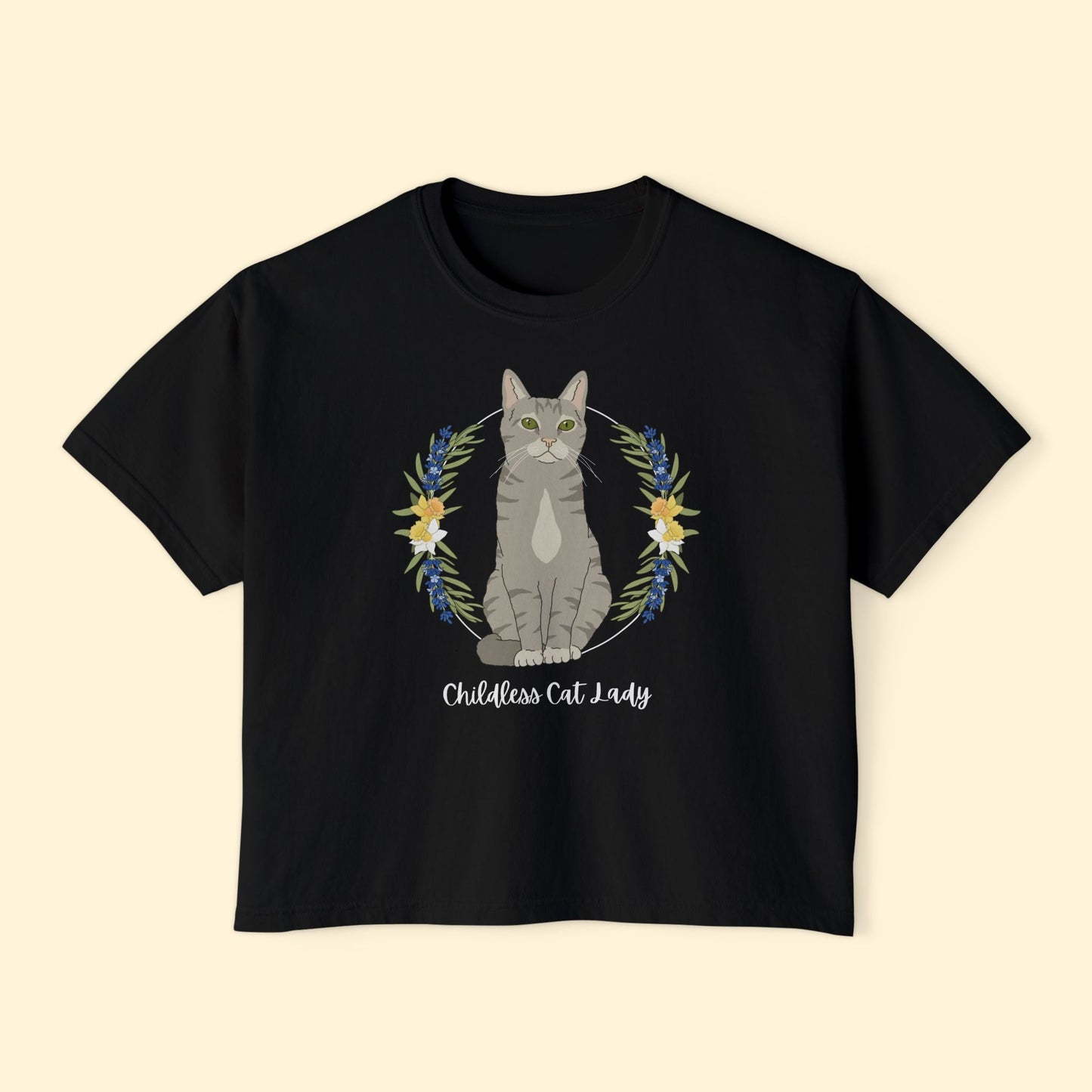 Childless Cat Lady | Comfort Colors Boxy Tee - Detezi Designs - 28791850756681221617