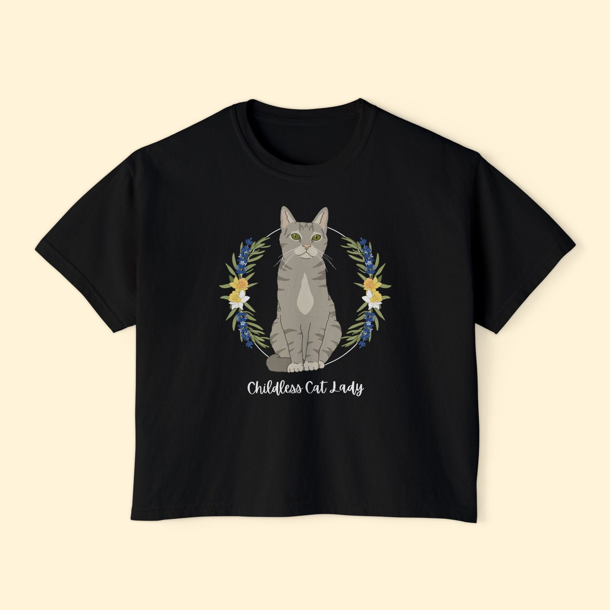 Childless Cat Lady | Comfort Colors Boxy Tee - Detezi Designs - 28791850756681221617