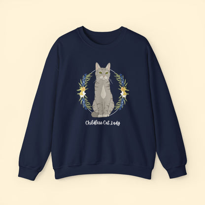 Childless Cat Lady | Crewneck Sweatshirt - Detezi Designs - 25791932291190570710