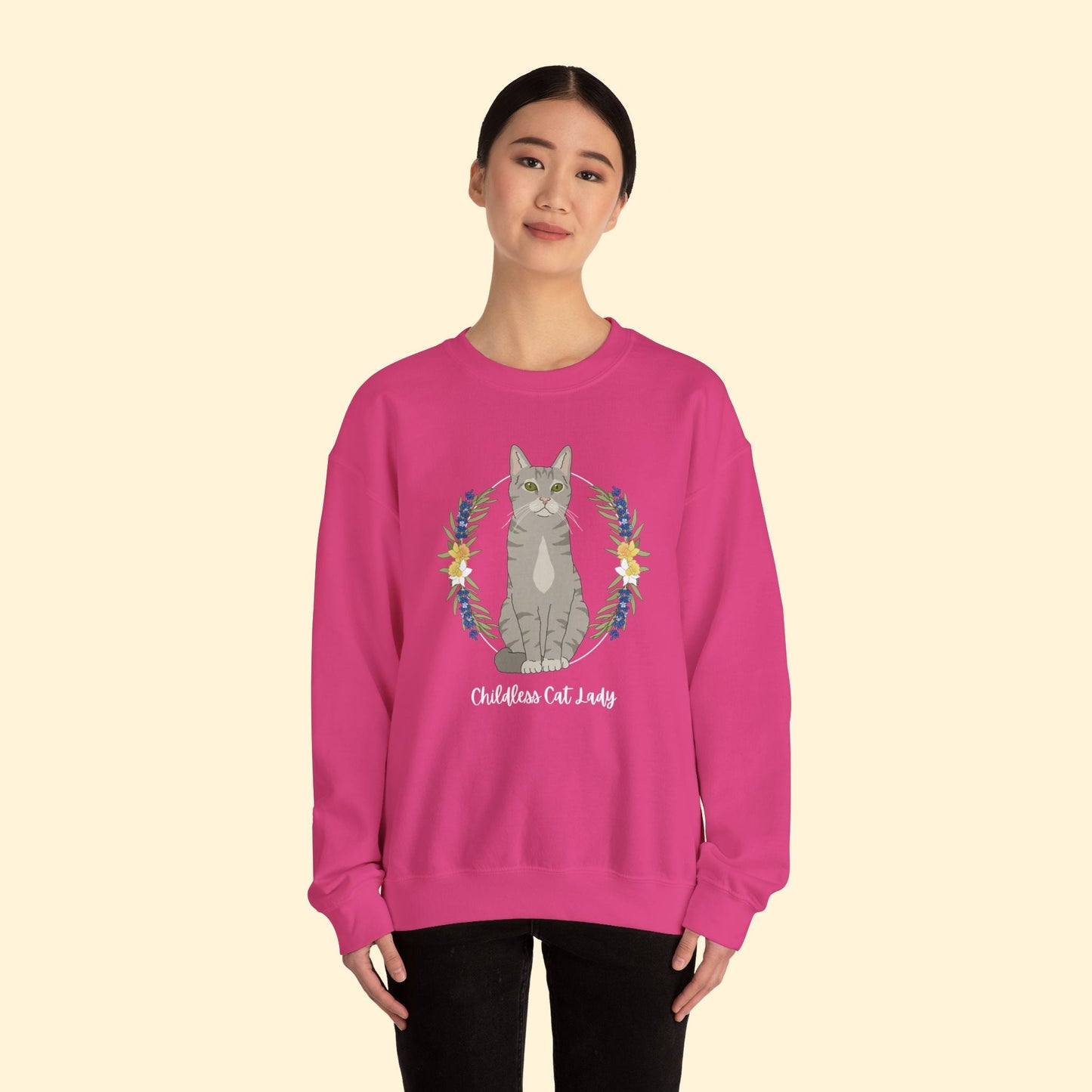 Childless Cat Lady | Crewneck Sweatshirt - Detezi Designs - 25950931641295145528