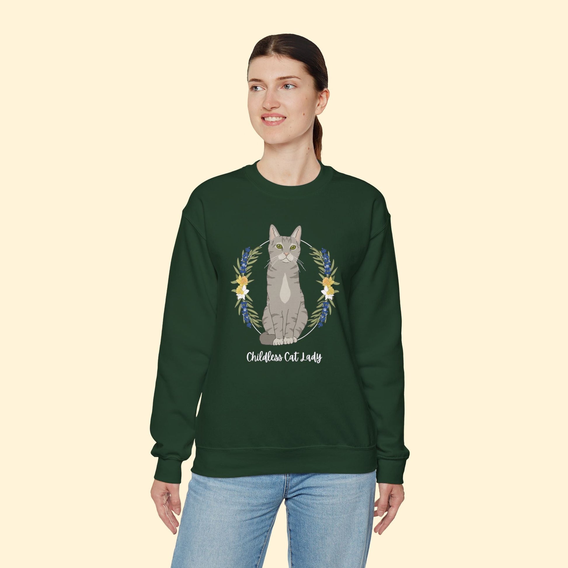 Childless Cat Lady | Crewneck Sweatshirt - Detezi Designs - 25950931641295145528