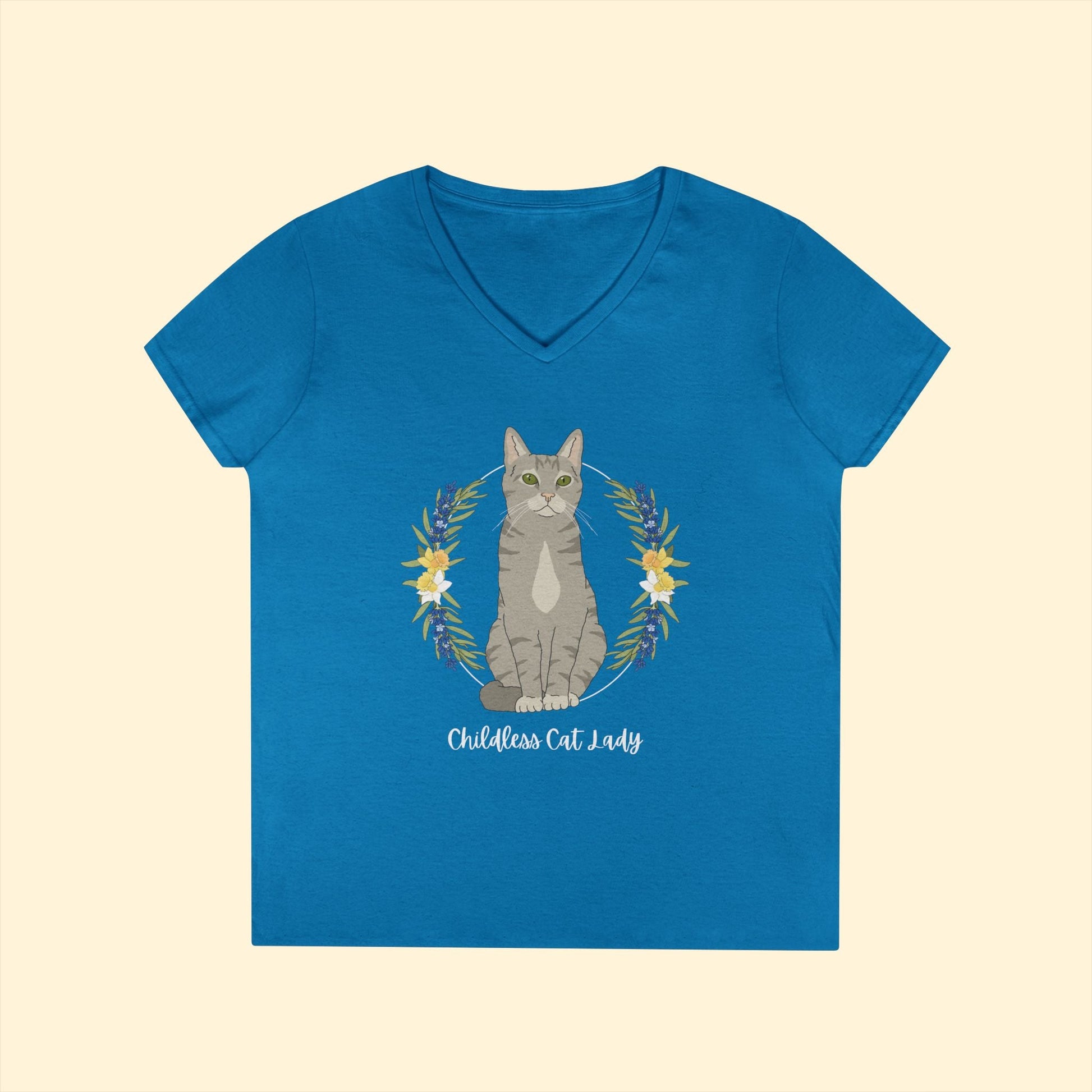 Childless Cat Lady | Ladies' V - Neck T-Shirt - Detezi Designs - 14363822226792830287