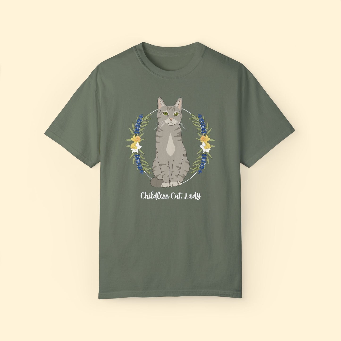 Childless Cat Lady | Pocket Print | Comfort Colors Unisex T - shirt - Detezi Designs - 14692701659391359042