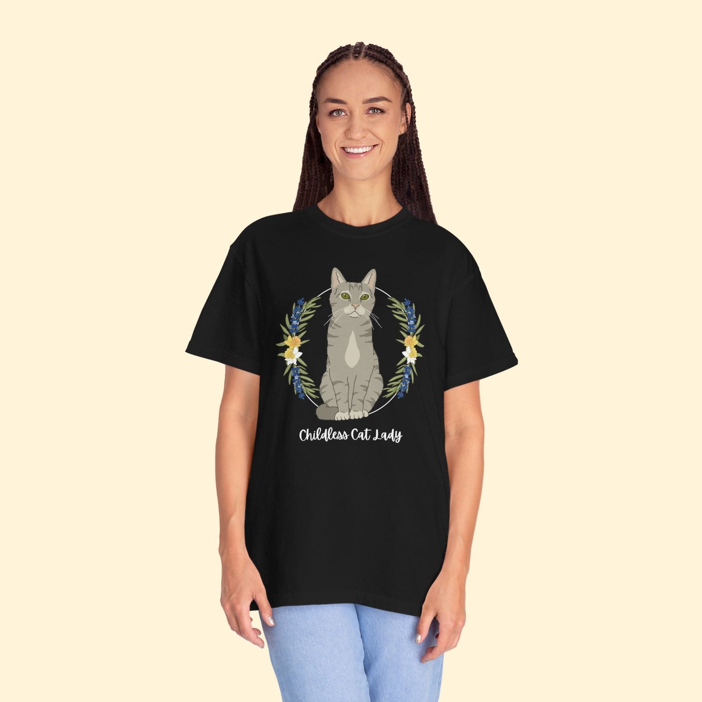 Childless Cat Lady | Pocket Print | Comfort Colors Unisex T - shirt - Detezi Designs - 65900902364907279053