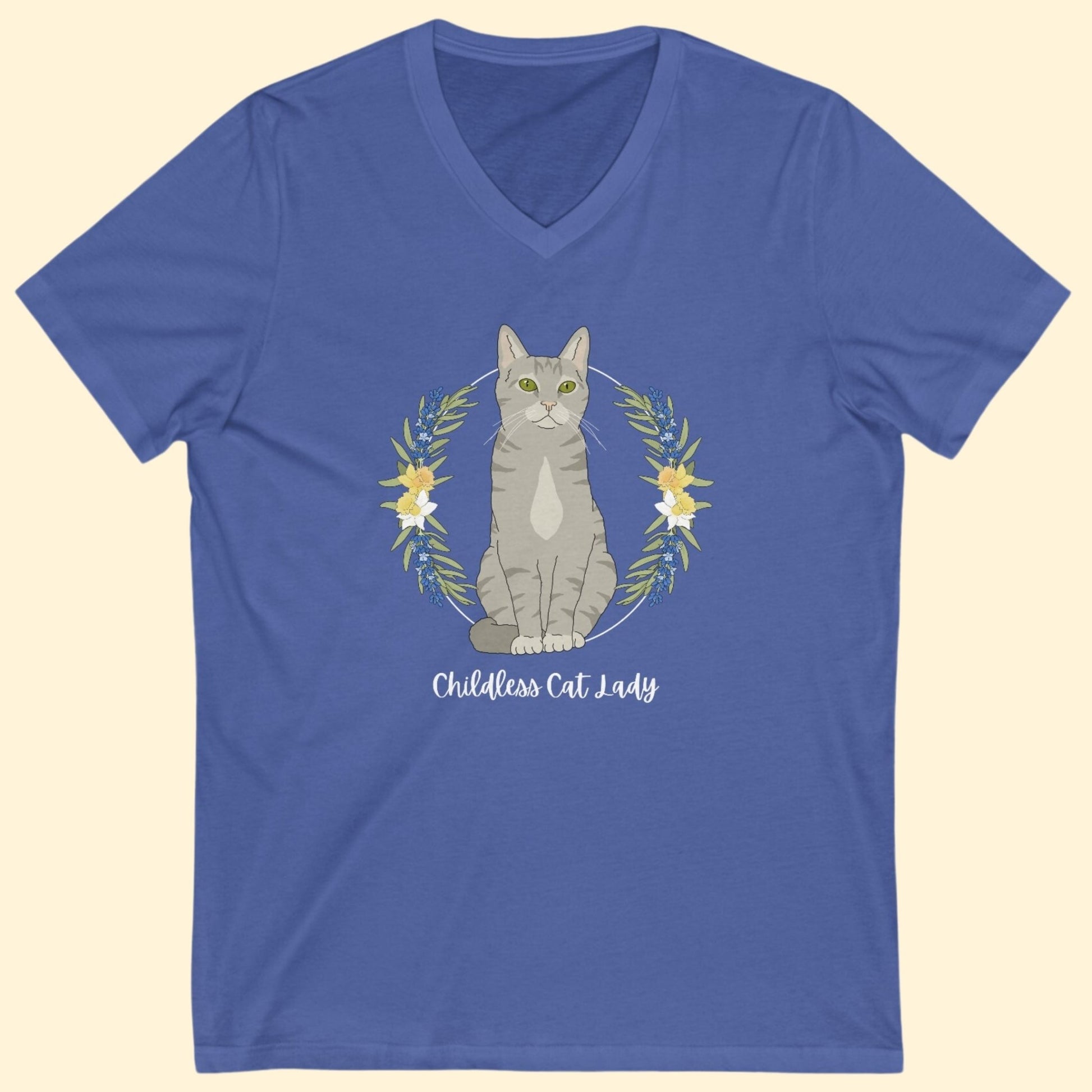 Childless Cat Lady | Unisex V - Neck Tee - Detezi Designs - 27665949194932883001