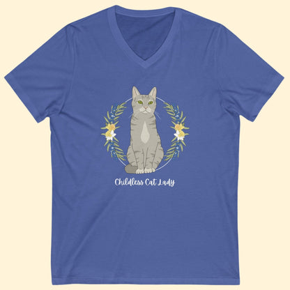 Childless Cat Lady | Unisex V - Neck Tee - Detezi Designs - 27665949194932883001