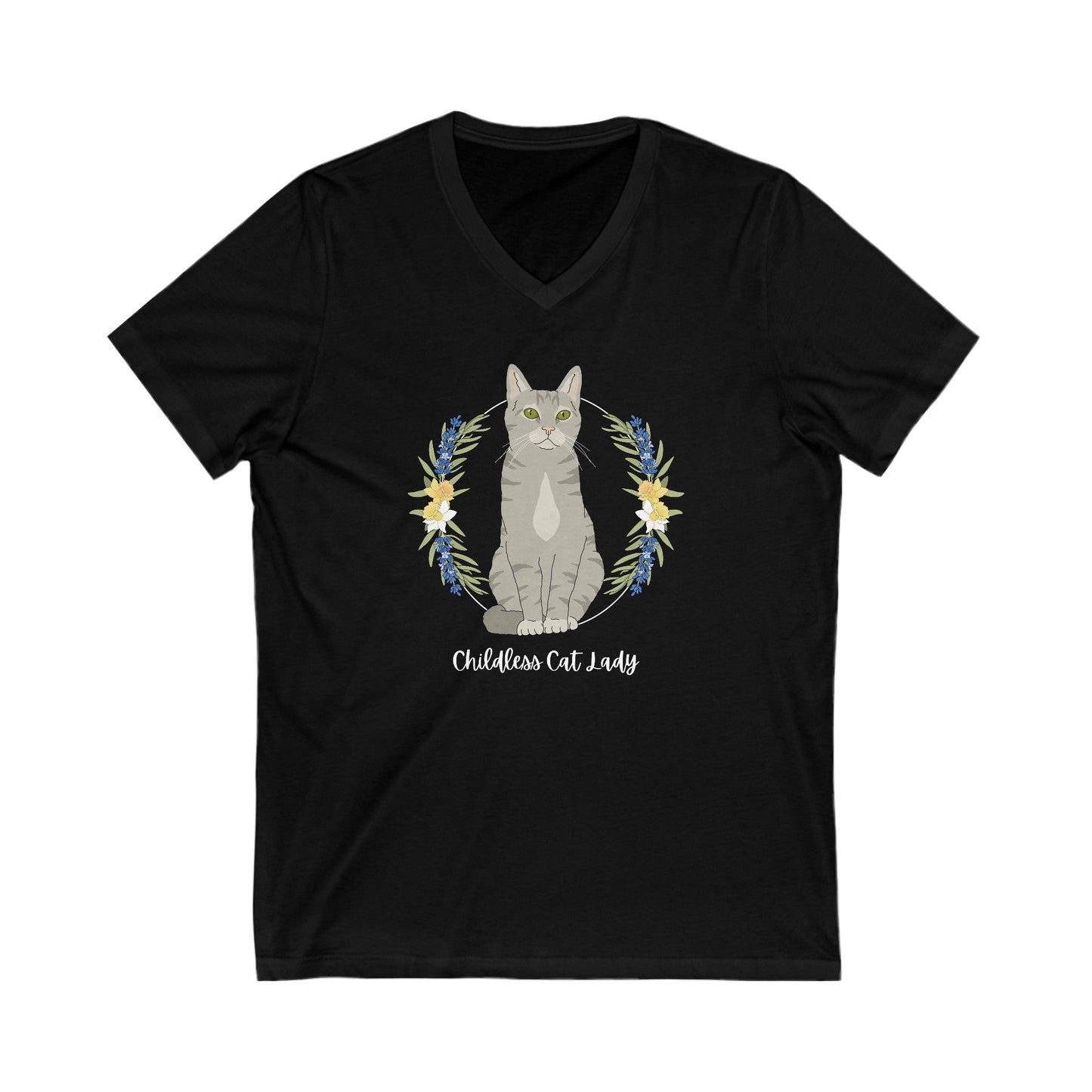 Childless Cat Lady | Unisex V - Neck Tee - Detezi Designs - 27665949194932883001