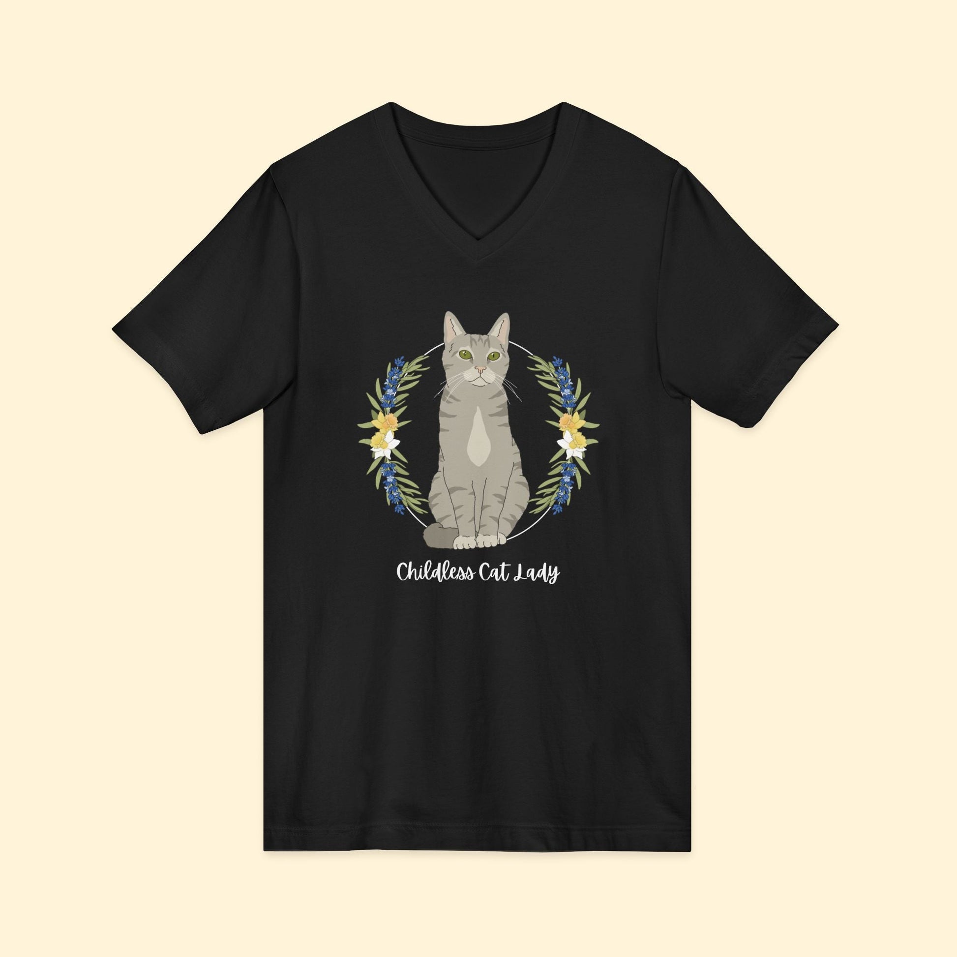 Childless Cat Lady | Unisex V - Neck Tee - Detezi Designs - 27665949194932883001