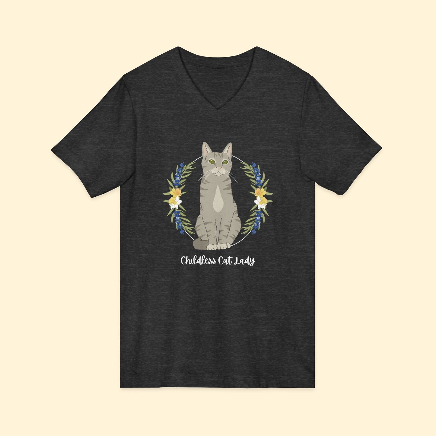 Childless Cat Lady | Unisex V - Neck Tee - Detezi Designs - 39395203902623186869