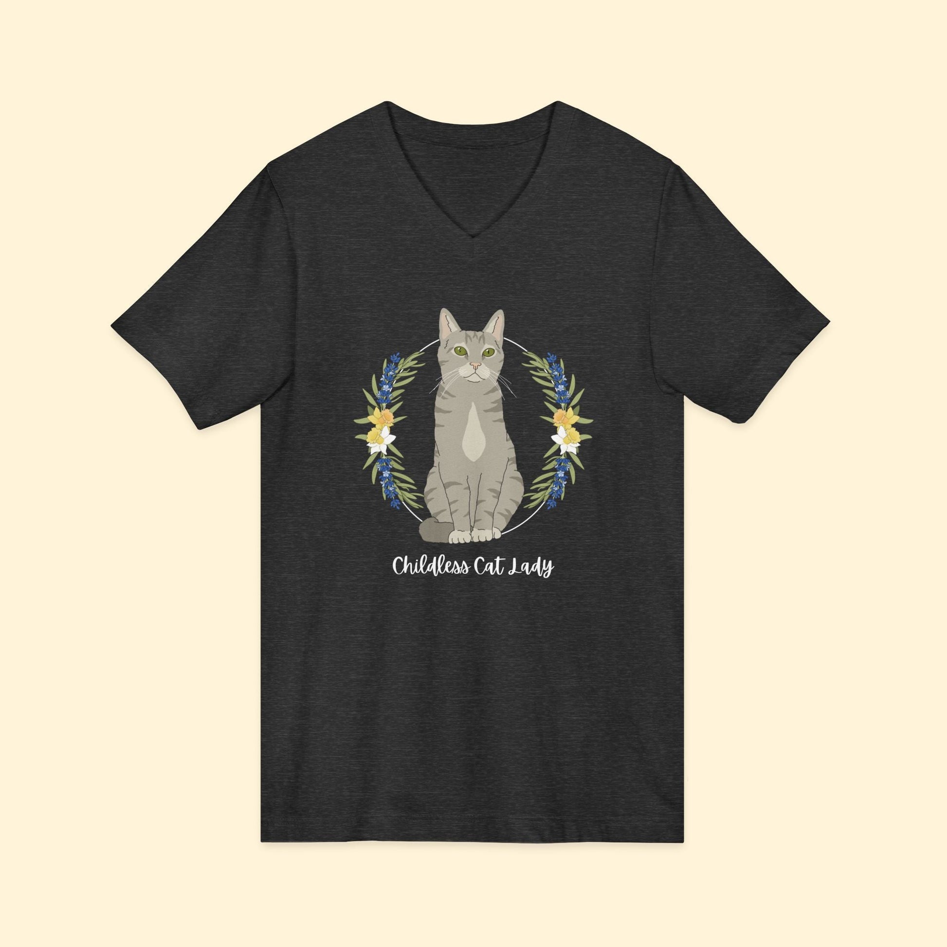 Childless Cat Lady | Unisex V - Neck Tee - Detezi Designs - 39395203902623186869