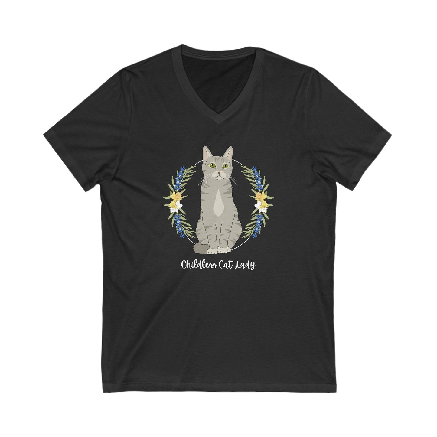 Childless Cat Lady | Unisex V - Neck Tee - Detezi Designs - 39395203902623186869