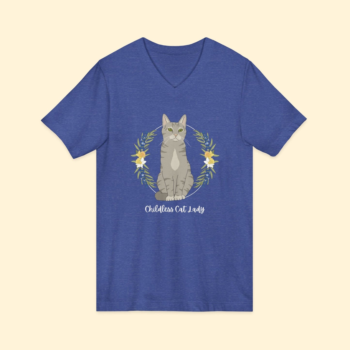 Childless Cat Lady | Unisex V - Neck Tee - Detezi Designs - 64618633725771377832