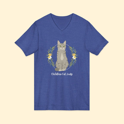 Childless Cat Lady | Unisex V - Neck Tee - Detezi Designs - 64618633725771377832