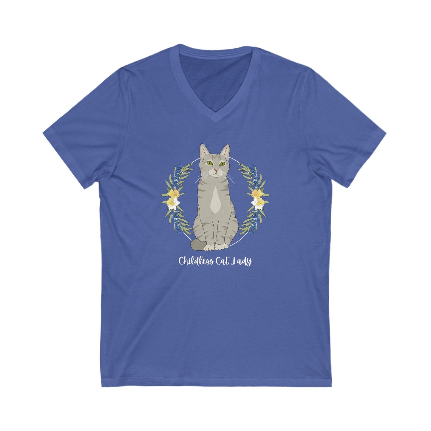 Childless Cat Lady | Unisex V - Neck Tee - Detezi Designs - 64618633725771377832