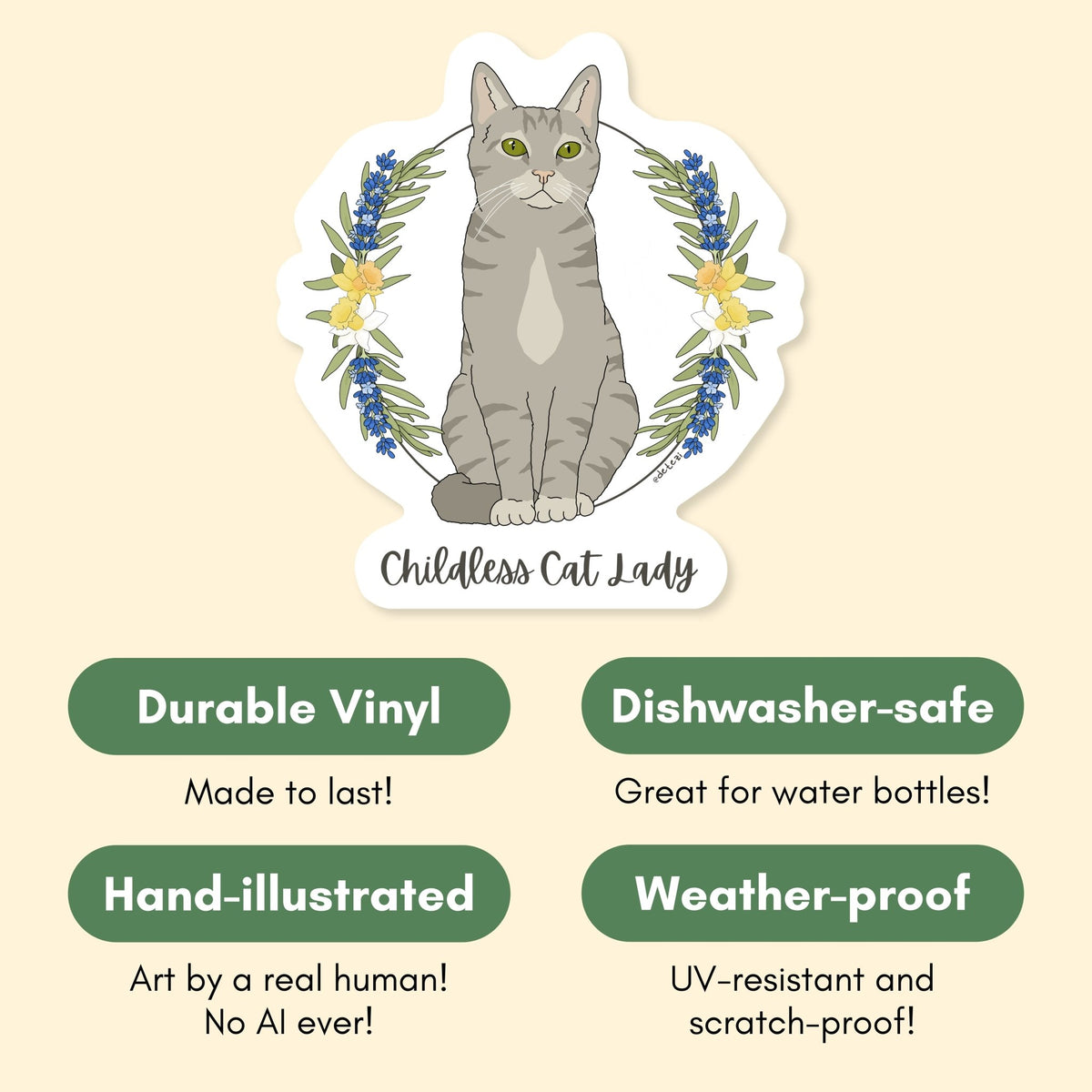Childless Cat Lady | Vinyl Sticker - Detezi Designs-