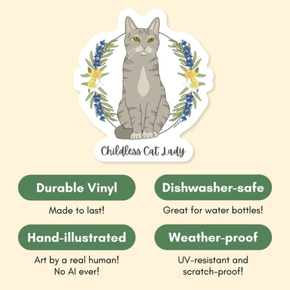 Childless Cat Lady | Vinyl Sticker - Detezi Designs-