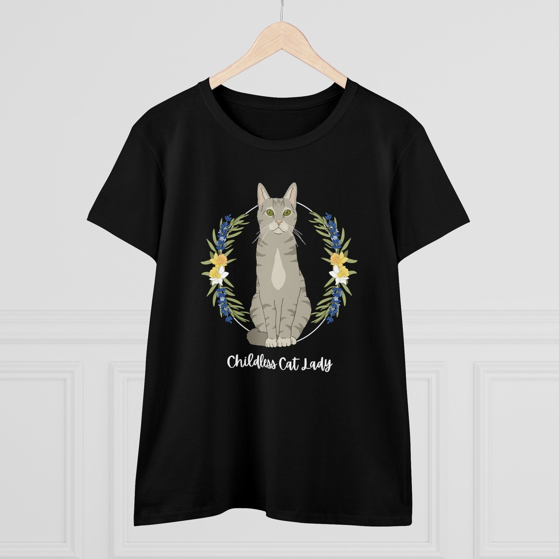 Childless Cat Lady | Women's Midweight Cotton Tee - Detezi Designs - 17014576504632454755