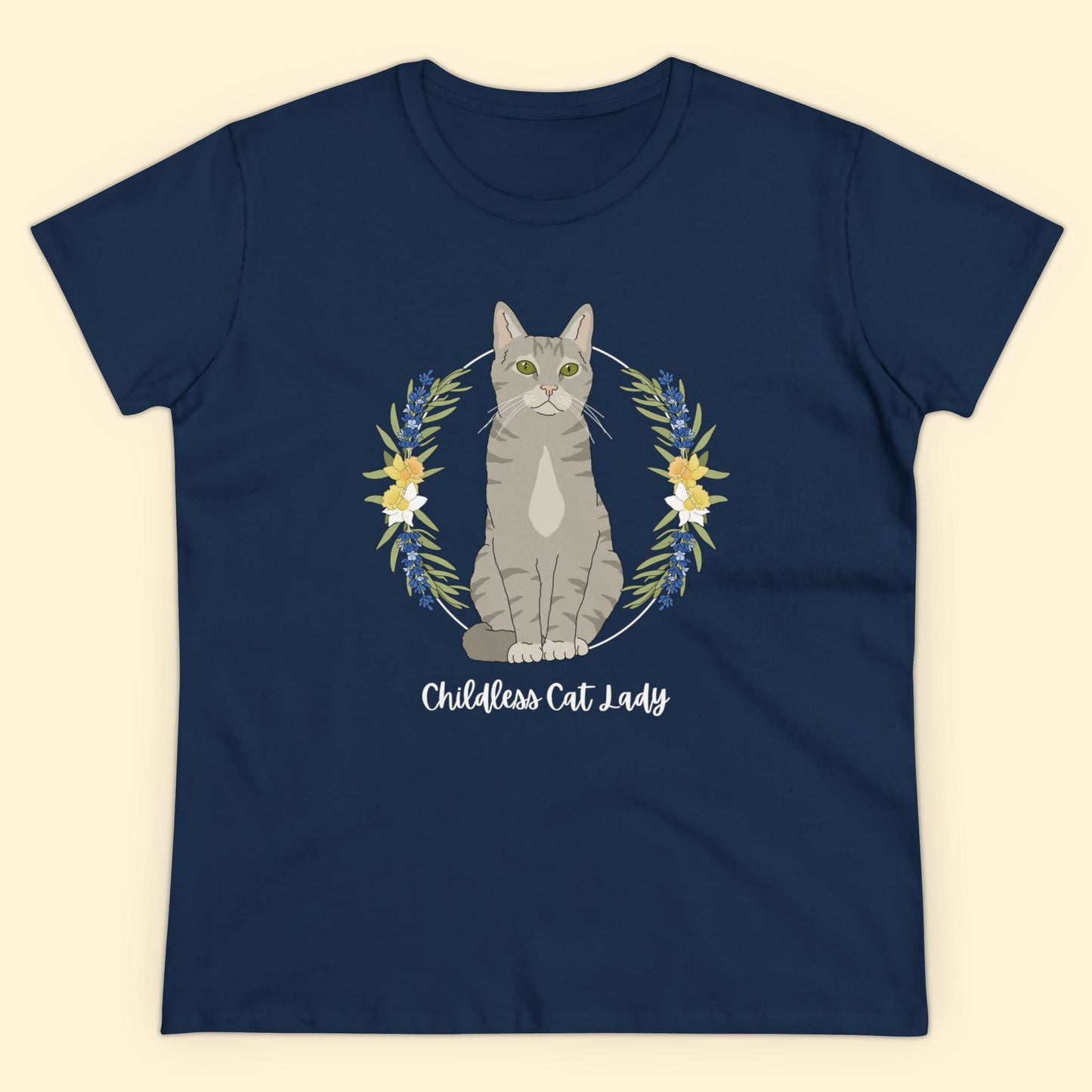 Childless Cat Lady | Women's Midweight Cotton Tee - Detezi Designs - 17014576504632454755