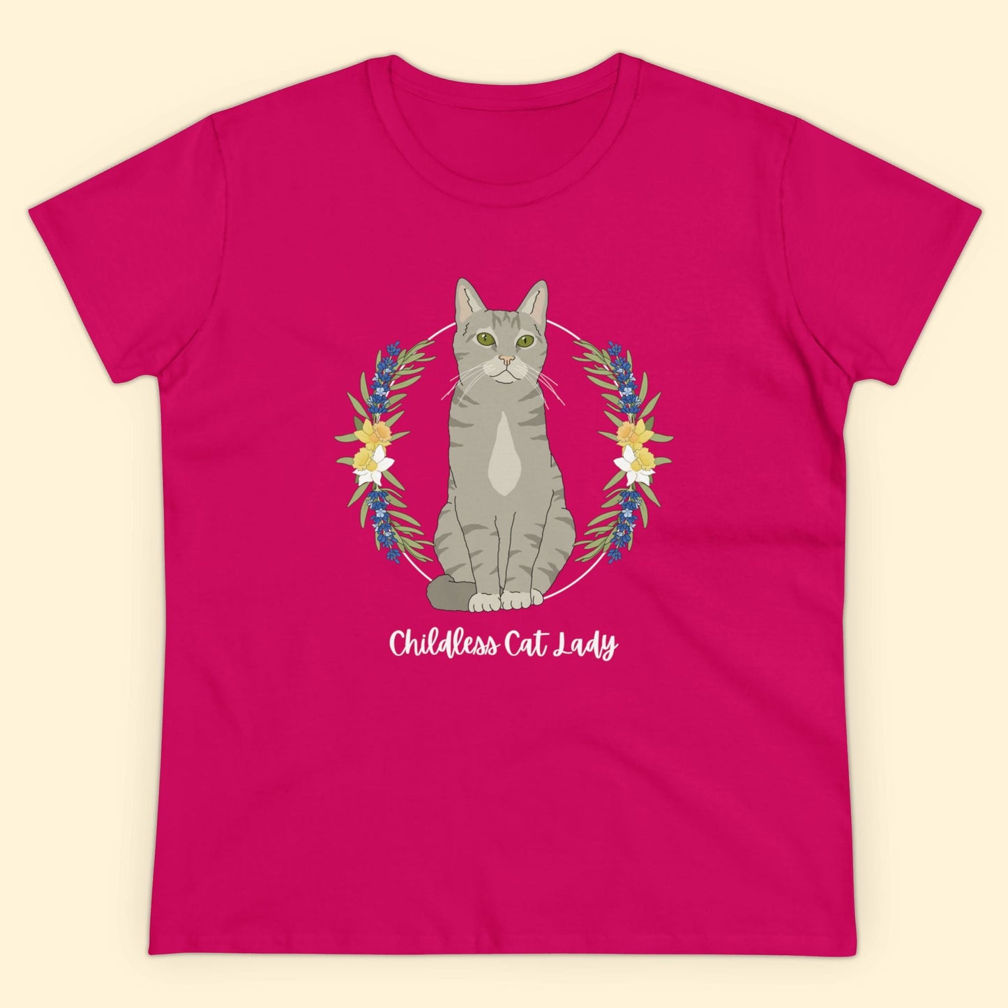 Childless Cat Lady | Women's Midweight Cotton Tee - Detezi Designs - 24494737366898370147