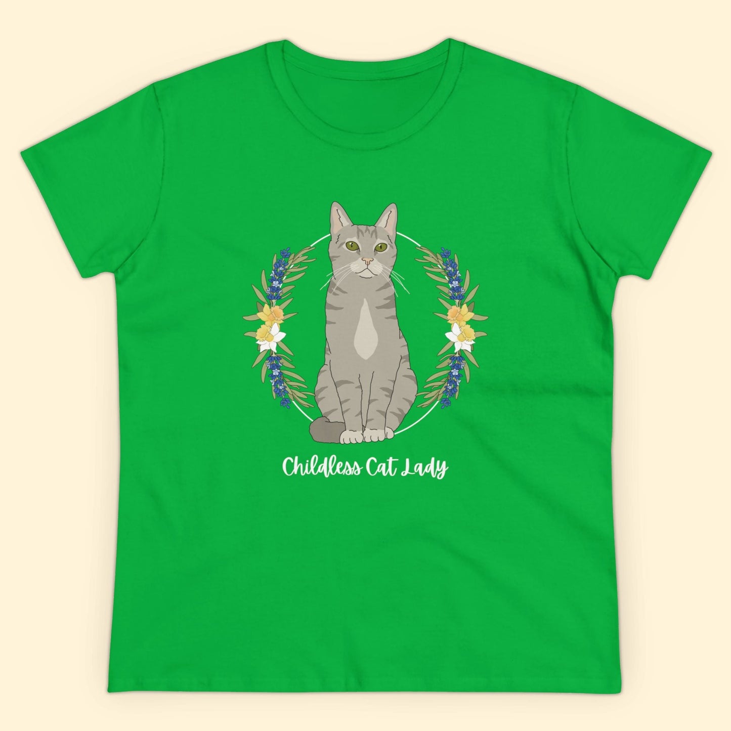 Childless Cat Lady | Women's Midweight Cotton Tee - Detezi Designs - 32627115246522522487